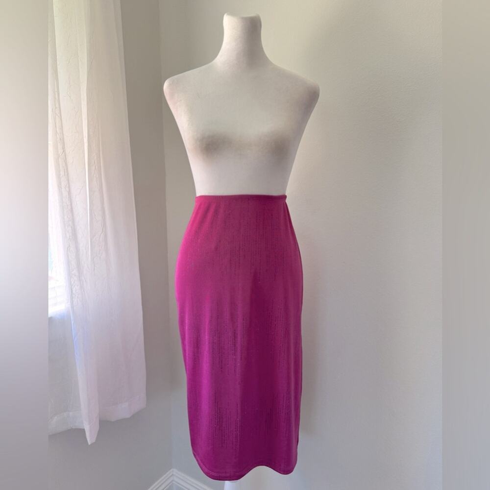 Rampage Fuchsia Sparkle Stretchy Lightweight Skirt w/ Slit